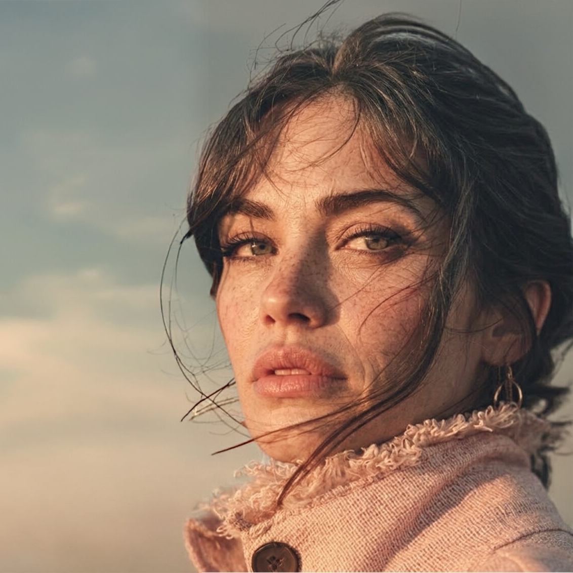 Woman with serious face