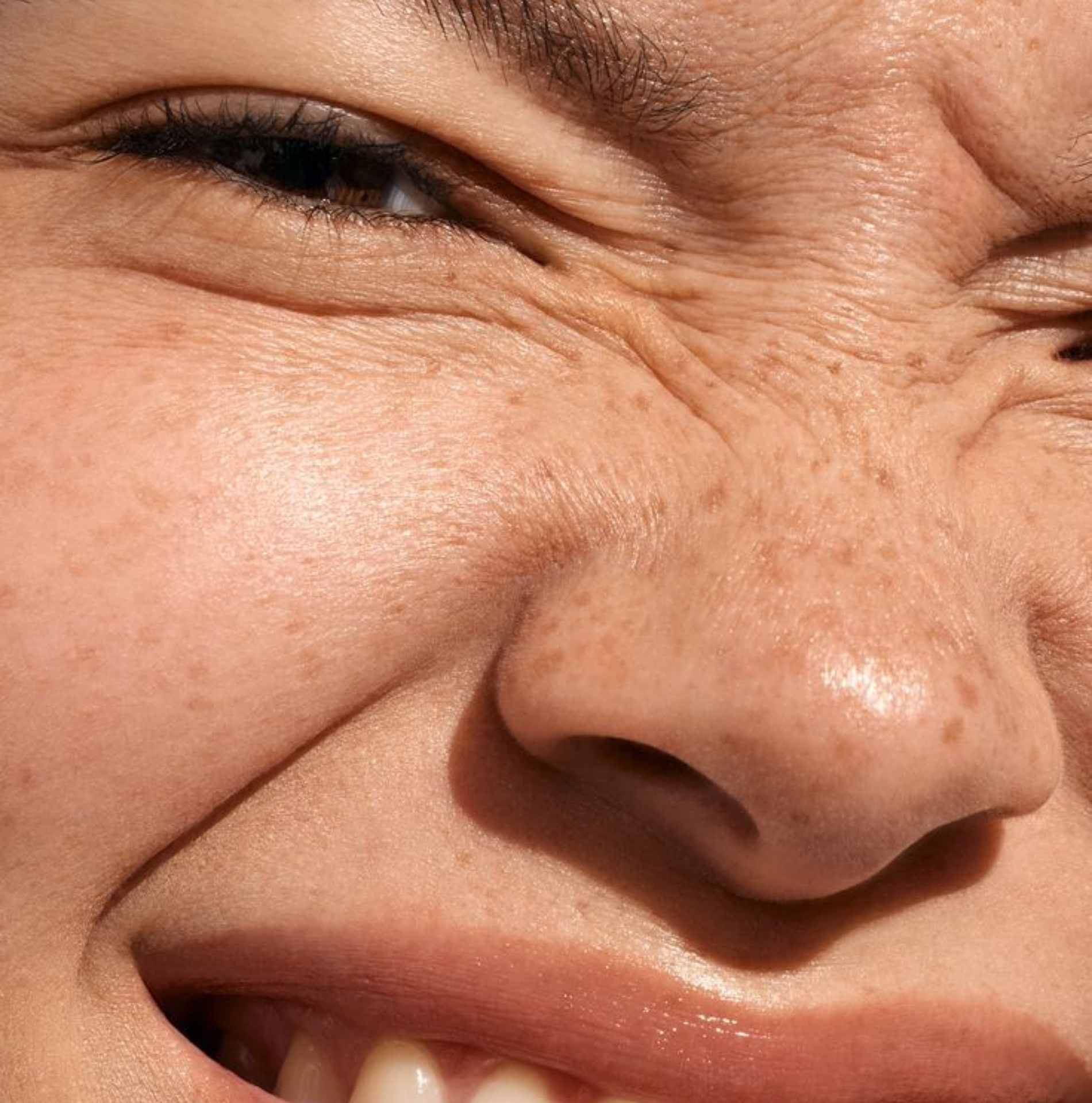 Close up of woman's scrunched face