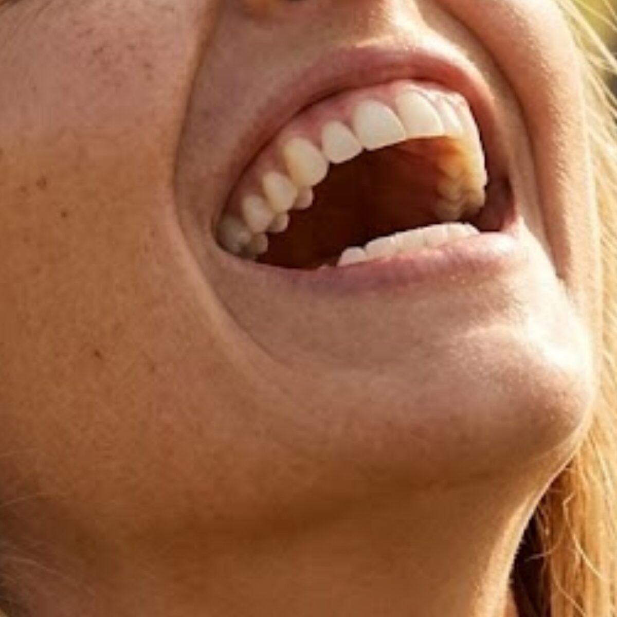 Closet up of a woman laughing