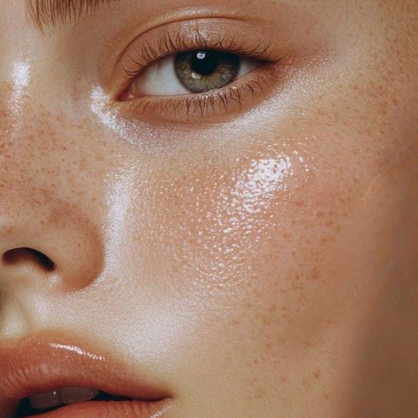 Close up of woman with moisturizer on face