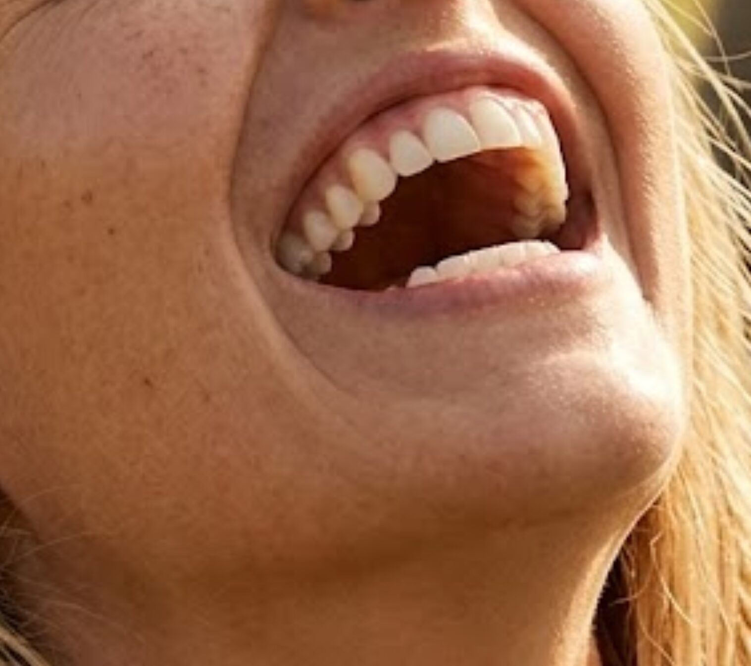 Closet up of a woman laughing