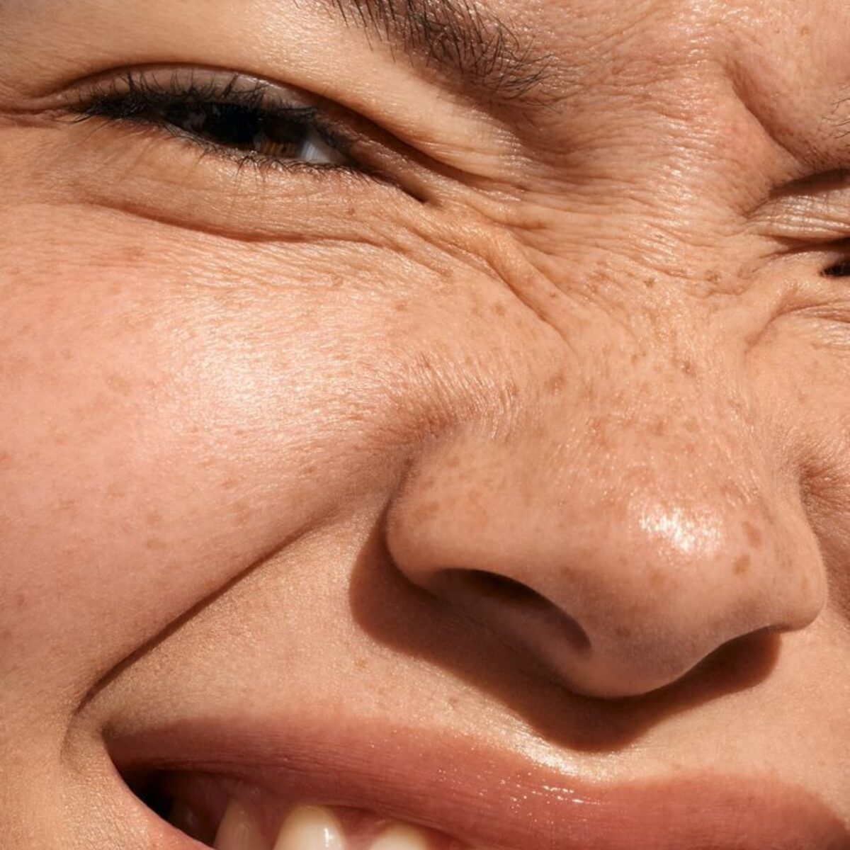 Close up of woman's scrunched face