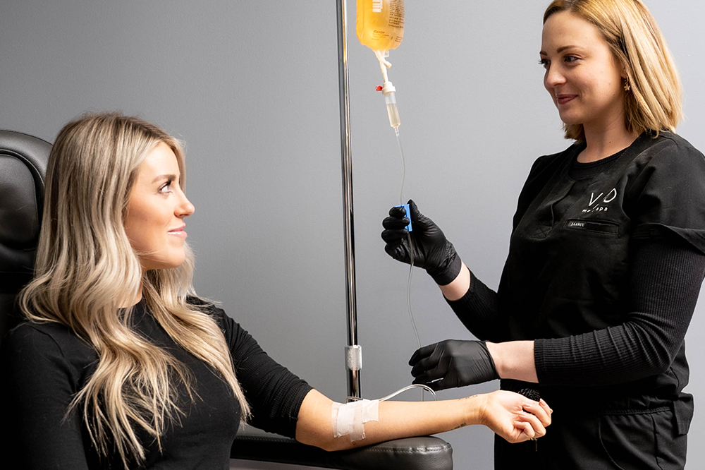 Woman receiving IV Therapy