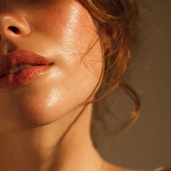 Close up of woman's lips and chin