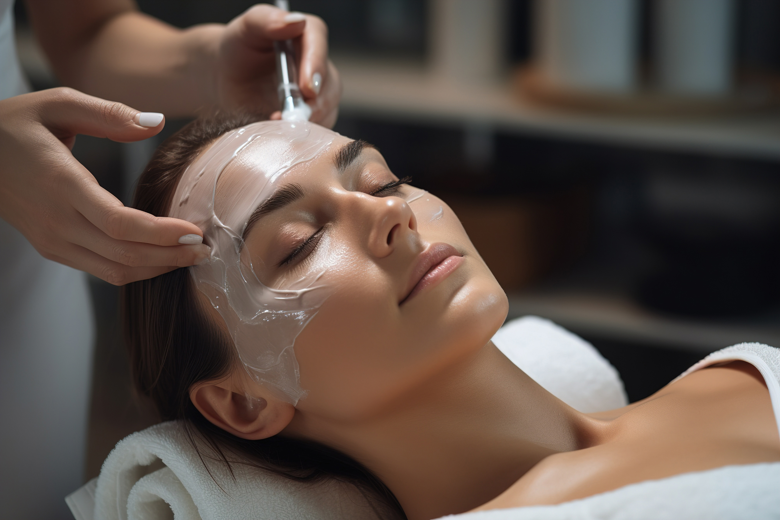 Woman getting a facial