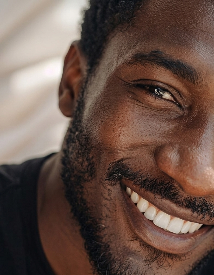black man face and eyes